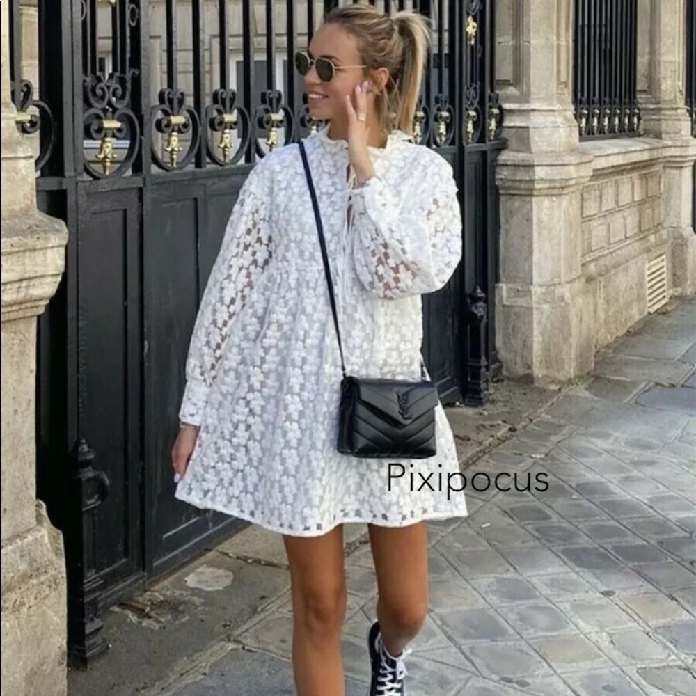 NWT Zara Textured Weave Mini Dress White